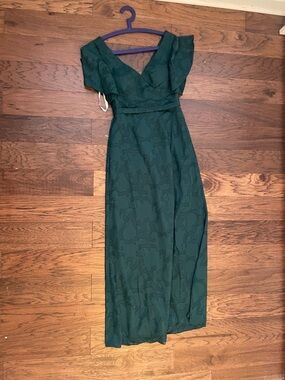 Azazie Deep Emerald V-Neck Maxi Dress